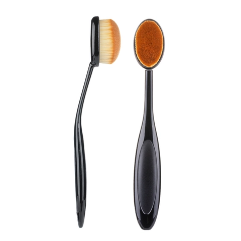 Ovale Foundation Borstel Tandenborstel Vorm Synthetische Vezel Naadloze Blending Gezicht Make-Up Tool Zwart Handvat Voor Vloeibare BB Crème