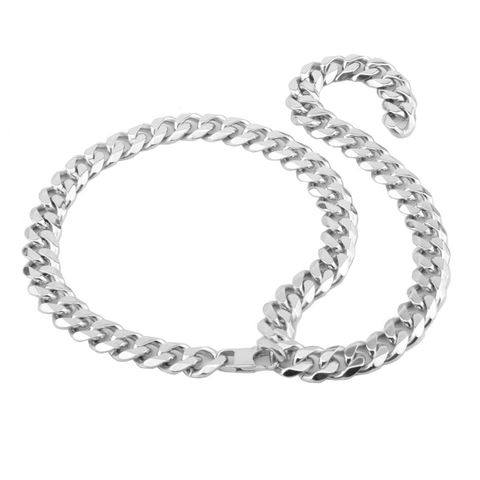 Heavy Cuban Link Chain Necklace For Men 316L Stainless Steel High Polished Finish Hip Hop Rock Punk Style Jewelry