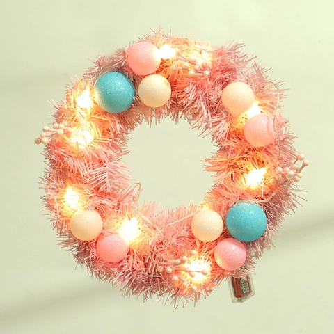 Ghirlanda Di Natale Macaron Rosa Ghirlanda Artificiale In PVC Con Palline Colorate Per Decorazione Parete Porta Festa