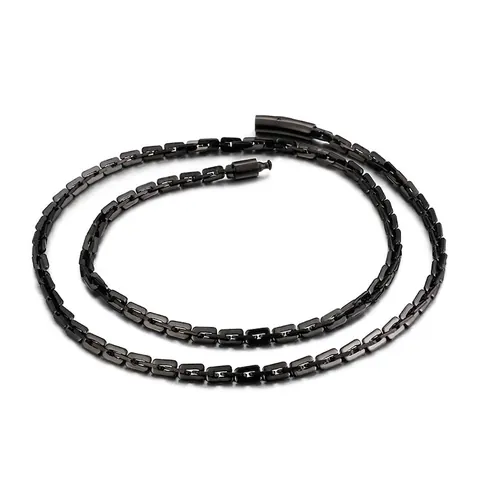 Collana A Catena Da Uomo In Acciaio Inossidabile Maglie Rettangolari Stile Industriale Hip Hop Con Chiusura A Cilindro