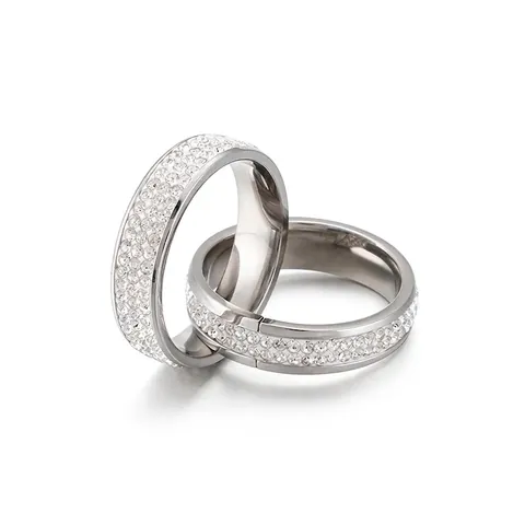 Anillos Entrelazados Acero Inoxidable Diamantes De Imitación Blancos Zircón Pavé Elegante Minimalista Joyería De Moda