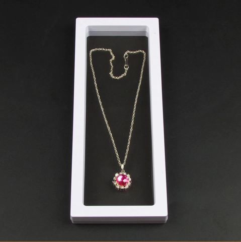 3D Floating Jewelry Display Box PE Film Transparent Frame Anti-Oxidation Storage Case For Rings Necklaces Coins