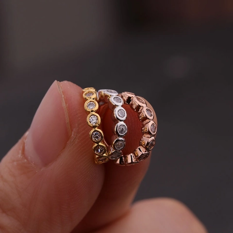 Cartilage Earrings Nose Studs Copper Micro Pave Zircon CZ V-Shaped Leaf Wave Piercing Jewelry Fashion Elegant For Women