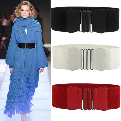Ceinture Corset Élastique Pour Femmes Cuir Artificiel Boucle En Alliage Mode Fleur Nœud Taille Décorative Pour Robe Pull