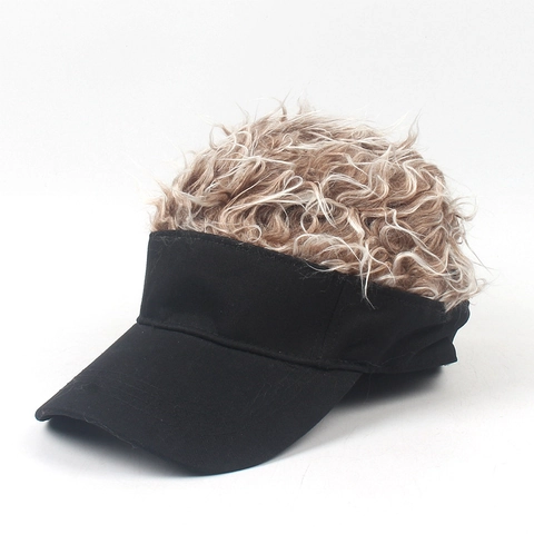 Novità Cappellino da Baseball con Parrucca Genitore-Figlio Visiera in Cotone Divertente Capelli a Punta Cappello da Golf per Festa