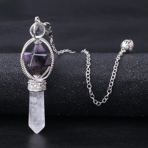 Stella Merkaba Pietra Naturale Punta Cristallo Prisma Esagonale Pendolo Collana Rabdomanzia Guarigione Spirituale Regalo