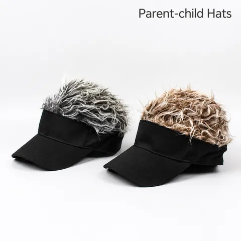 Novelty Wig Baseball Cap Parent-Child Cotton Visor Funny Spiky Hair Golf Hat For Party Outdoor Accessory For Men Women Kids