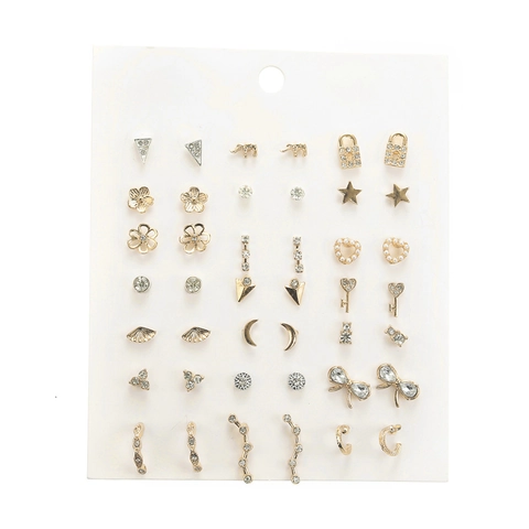 Alloy Rhinestone Faux Artificial Pearl Earrings With Steel Earring Post Elephant Heart Star Butterfly Shell Boho Jewelry Women