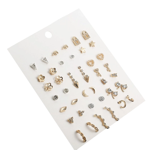 Alloy Rhinestone Faux Artificial Pearl Earrings With Steel Earring Post Elephant Heart Star Butterfly Shell Boho Jewelry Women