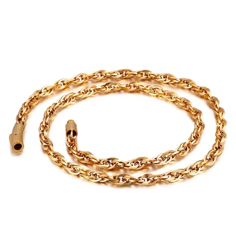 Hip Hop Edelstahl Kette Halskette Gedrehte Seilverbindung Streetwear Punk Schmuck Mit Zylinderverschluss Für Herren