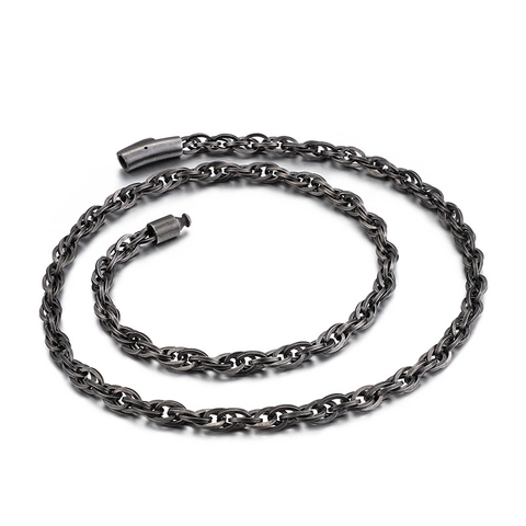 Hip Hop Edelstahl Kette Halskette Gedrehte Seilverbindung Streetwear Punk Schmuck Mit Zylinderverschluss Für Herren