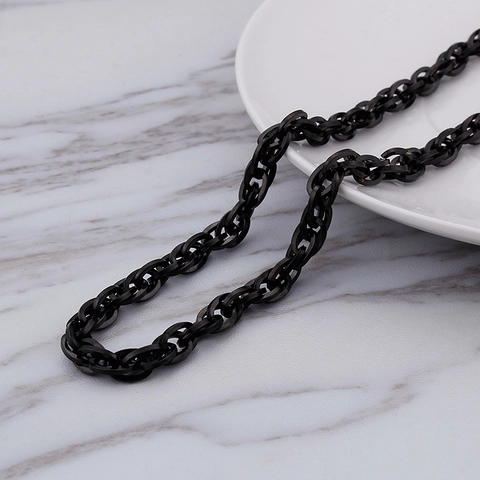 Collana A Catena In Acciaio Inossidabile 316L Nero Uomo Punk Goth Doppio Anello Incastro Opaco Streetwear Gioielli