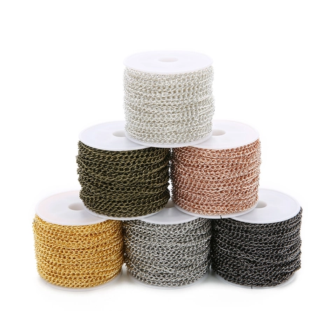 Iron Curb Chains Twisted Link Extension Chain For DIY Jewelry Making Findings Craft Accessories Multi Colors