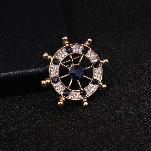 Broche De Timón Náutico Vintage En Aleación Con Diamantes De Imitación Accesorio Para Traje Para Hombre Mujer Joyería Estilo Británico