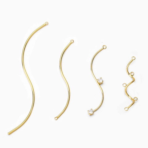 Pendants En Forme De S Plaqué Or Métal Vague Fournitures Bijoux Pour Création Boucles D'oreilles Colliers Strass