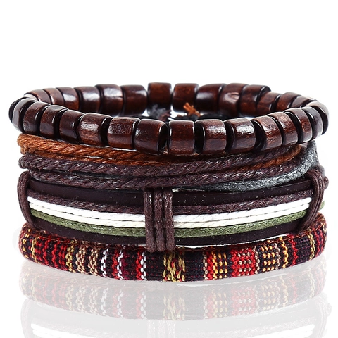 Multilayer Woven Bracelet Cowhide PU Leather Alloy Feather Wing Charm Adjustable Cord Vintage Bohemian Unisex Jewelry