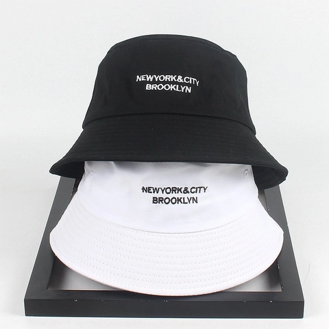 Bucket Hat Baumwolle Segeltuch Sonnenschutz Outdoor Streetstyle New York Brooklyn Stickerei Unisex