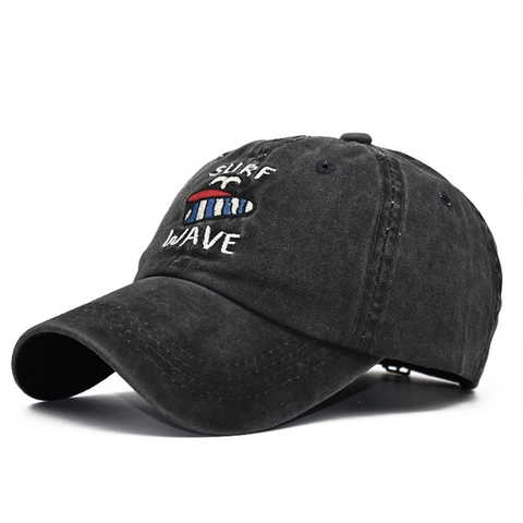 Cappellino Da Baseball Ricamato Surf Wave Cotone Lavato Vintage Retrò Cappello Da Sole Regolabile Uomo Donna Esterno