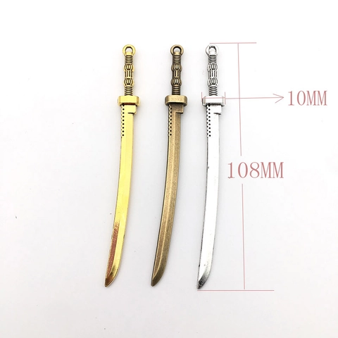 Vintage Legierung Schwert Charms Antik Silber Gold Lange Schwert Anhänger Für DIY Schmuckherstellung Cosplay Katana Form