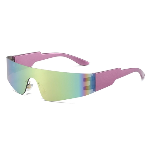 Occhiali Da Sole Shield Senza Montatura PC Oversized Wrap Around Protezione UV400 Futuristico Y2K Punk Sportivi Per Uomini Donne