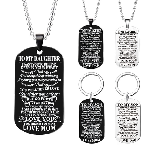 Erkennungsmarke Halskette Schlüsselanhänger Edelstahl Inspirierendes Geschenk Für Sohn Tochter Familienschmuck