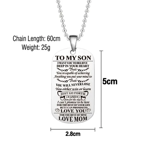 Erkennungsmarke Halskette Schlüsselanhänger Edelstahl Inspirierendes Geschenk Für Sohn Tochter Familienschmuck