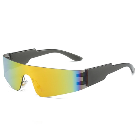 Occhiali Da Sole Shield Senza Montatura PC Oversized Wrap Around Protezione UV400 Futuristico Y2K Punk Sportivi Per Uomini Donne