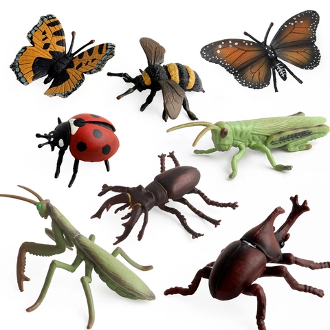 Realistic PVC Simulation Insect Animal Models Simulation Educational Toys For Kids Butterfly Bee Ladybug Mantis Spider Scorpions Cobra Figurine Sand Table Decoration
