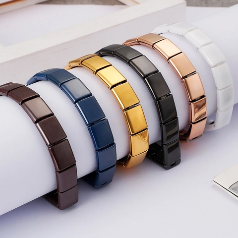 Bracciale Minimalista In Acciaio Inossidabile 316L E Ceramica Con Pietre Magnetiche Maglie Geometriche Unisex
