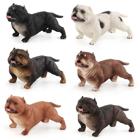 Simulation American Bully Dog Model Figurine Solid Plastic Realistic Animal Statue Desktop Decoration Collectible Toy