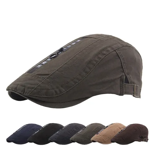 Herren Schiebermütze Vintage Baumwolle Baskenmütze Mit Reißverschluss Verstellbar Britischer Retro Streetwear Ivy Cap