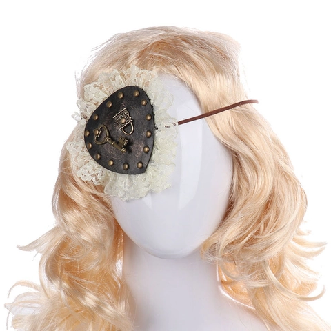 Steampunk Herzform Augenmaske PU Leder Mit Spitze Retro Gothic Schlüssel Und Schloss Halloween Cosplay Zubehör