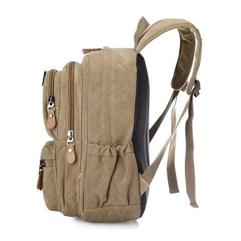 Mochila Vintage De Lona Lavada Gran Capacidad Multibolsillos Viaje Escuela Bolsa Para Portátil Para Hombre Mujer
