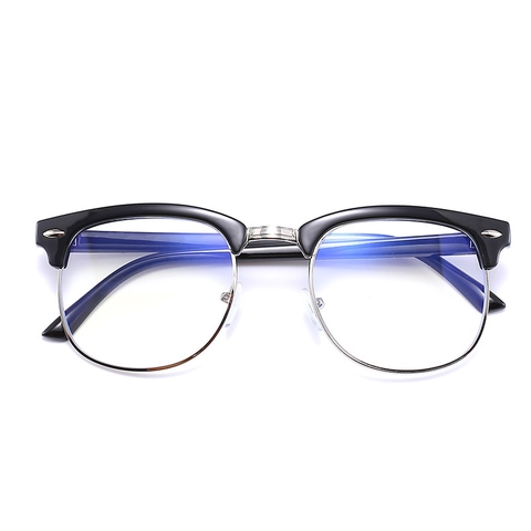 Occhiali Retrò Semimontatura Anti Luce Blu Lenti Trasparenti Vintage Per Donne E Uomini Rivetto In Metallo