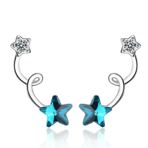 Eleganti Orecchini a Bottone in Lega con Stella in Cristallo Artificiale Blu Spirale Strass Gioielli per Donna Festa Quotidiano