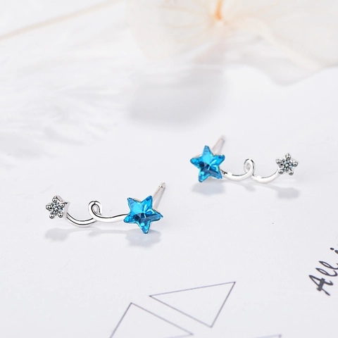 Eleganti Orecchini a Bottone in Lega con Stella in Cristallo Artificiale Blu Spirale Strass Gioielli per Donna Festa Quotidiano