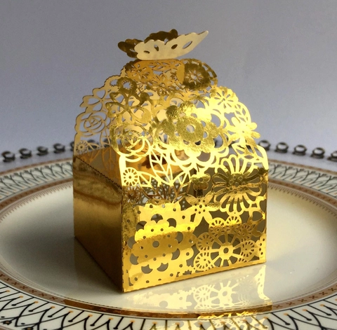 Lasergeschnittener Holle Süßigkeitenbehälter Schmetterling Perlpapier Hochzeit Gastgeschenk Geschenkverpackung Partybedarf