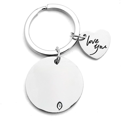 Porte-clés Étiquette Cœur en Acier Inoxydable Gravé Citation I Loved You Still Cadeau Romantique pour Couples Argent