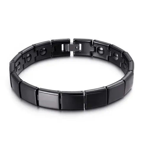 Bracciale Minimalista In Acciaio Inossidabile 316L E Ceramica Con Pietre Magnetiche Maglie Geometriche Unisex