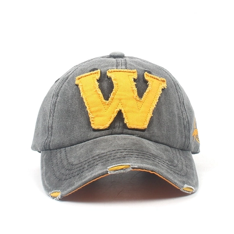 Vintage Baseballkappe Aus Gewaschener Baumwolle Distressed Retro Sonnenhut Outdoor Casual Buchstabe W Patch Stickerei