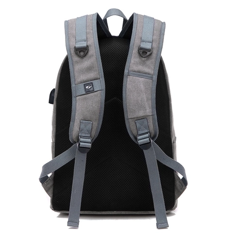 Canvas Rucksack Mit USB Ladeanschluss Kopfhörerloch Große Kapazität Laptop Reise Schultasche Vintage Lässig Herren Damen
