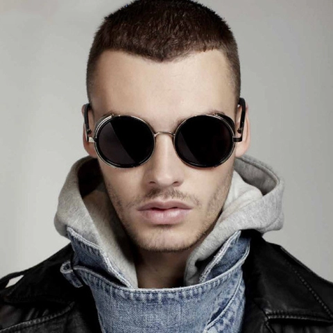 Round Steampunk Sunglasses Vintage Gothic Retro UV400 Protection PC Frame AC Lens Eyewear For Men Women