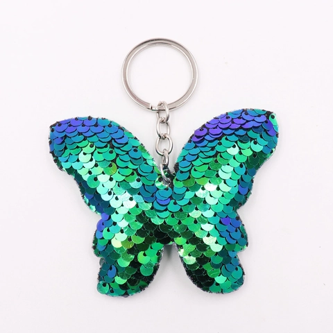 Porte-clés Papillon à Paillettes Mode Paillettes Double Face Réfléchissant Pendentif de Sac pour Femme Décoratif