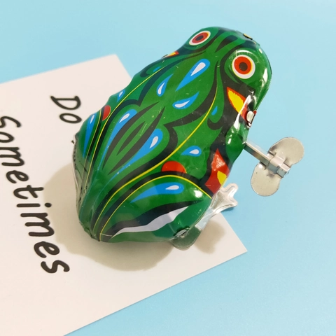 Vintage Wind Up Frog Toy Tinplate Jumping Clockwork Animal Retro Nostalgic Classic Educational For Kids Adults Gift