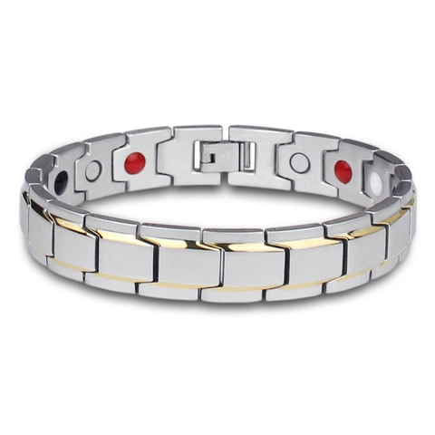 Bracciale Per Magnetoterapia Uomo Donna In Acciaio Inossidabile 316L Catena A Maglie Bio Magnete Energia Salute Gioielli