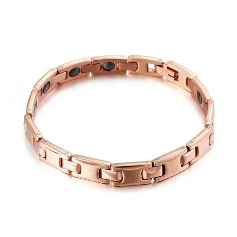 Bracciale Per Magnetoterapia Da Donna Acciaio Inossidabile Placcato Oro 18K Gioielli Salute Geometrico Semplice Bicolore Elegante