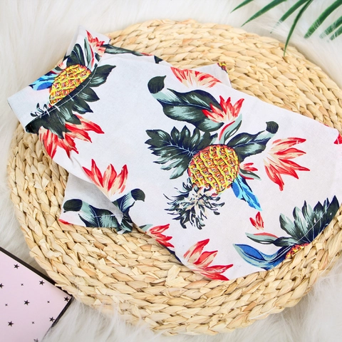 Chemise Hawaïenne Pour Animaux Été Imprimé Tropical Ananas Vêtements Respirants Pour Petits Chiens Chats Plage