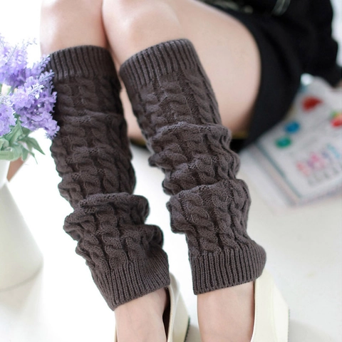 Damen Beinstulpen Zopfmuster Slouchy Stiefelstulpen Acryl Winter Warm Dick Gerippt Einfarbig Mode