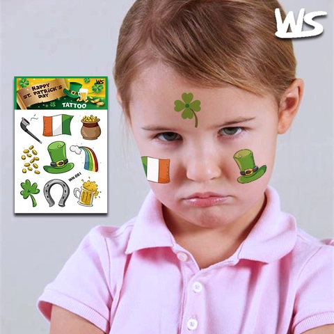 Adesivi Per Tatuaggi Temporanei Del Giorno Di San Patrizio Impermeabile Trifoglio Tema Irlandese Per Bambini Decorazione Arte Del Corpo