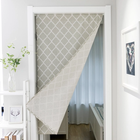 Nordic Minimalist Geometric Print Door Curtain Cotton Linen Fabric Hanging Partition For Kitchen Bathroom Bedroom Home Decor
